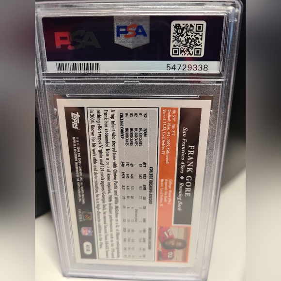 Frank Gore 2005 Topps RC #418 PSA 9 Graded Trading Card - Picture 2 of 2
